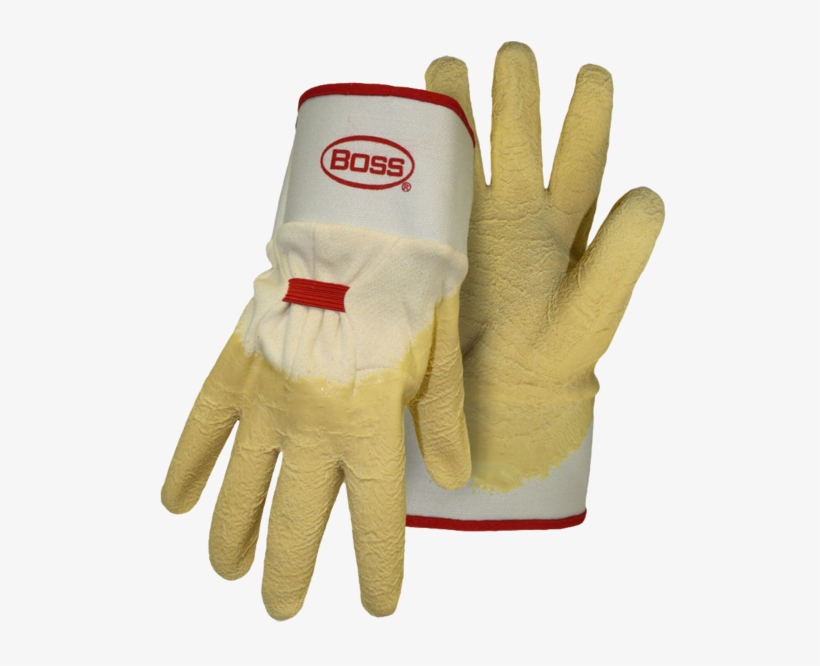 Boss 1sr8424 Power Grip Crinkled Latex Dip Grip With - Boss Gloves 8424 Power Grip Yellow, transparent png #4674235
