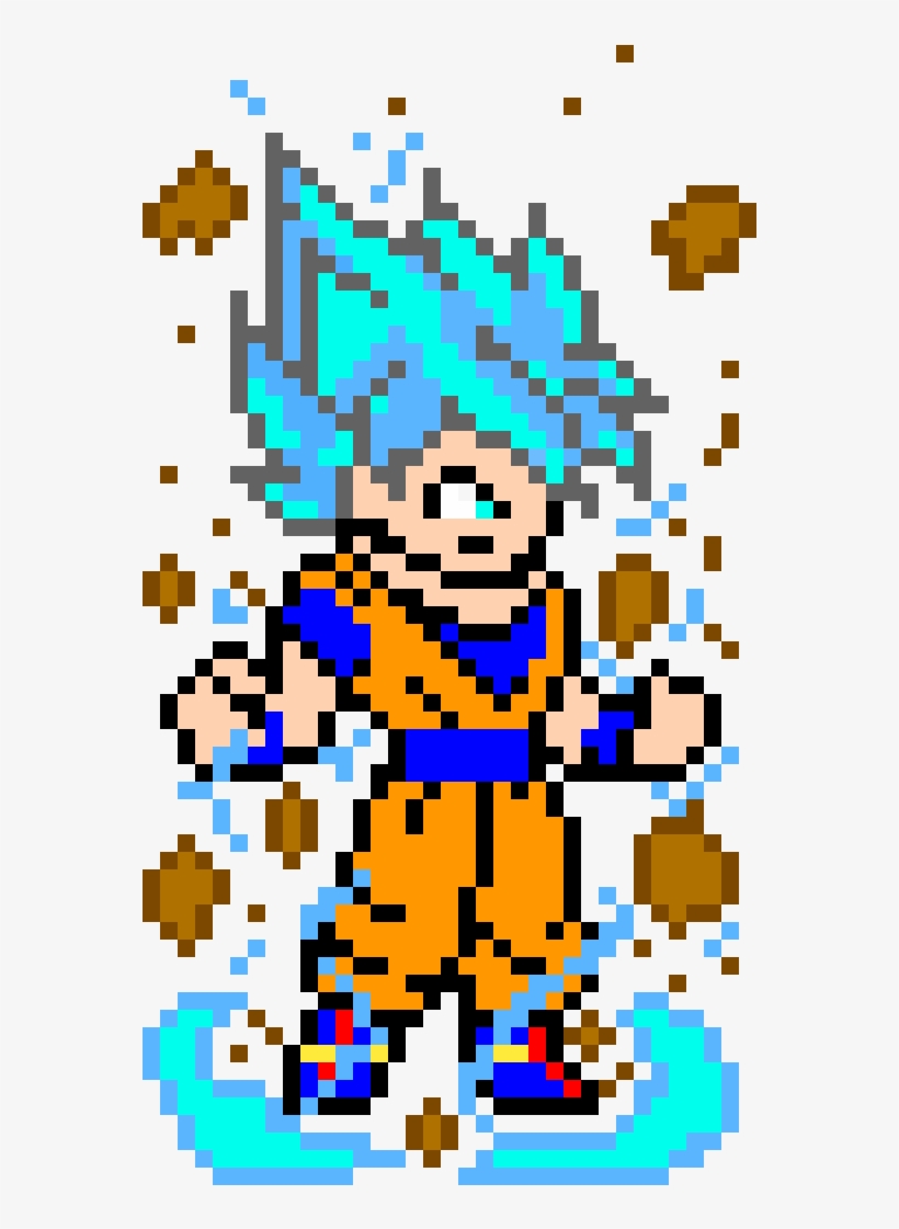 Goku Super Saiyan Blue - Super Saiyan Goku Blue Pixel Art, transparent png #4674723