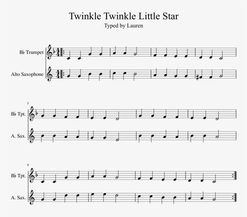 Print - Twinkle Twinkle Little Star Musescore, transparent png #4675504