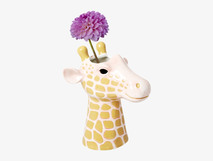 Ceramic Vase In Giraffe Head Shape - Rice Vase Keramik Klein Cremefarben With Lavendelfarbener, transparent png #4676255