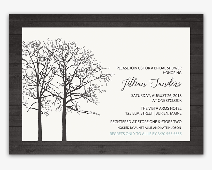Rustic Barn Wood Tree Winter Bridal Shower Invitation - Brown Trees Mousepad, transparent png #4677599