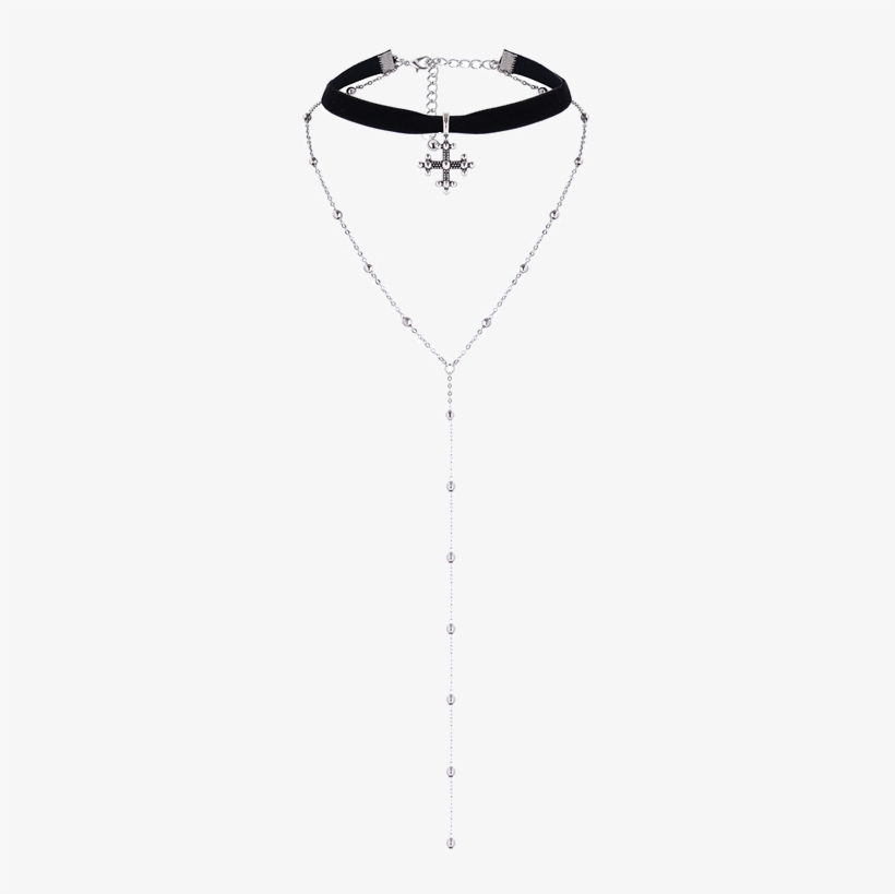 Long Beaded Layer Cross Choker Necklace - Fashion Party Jewelry Pendant Choker Chunky Bib Statement, transparent png #4686944