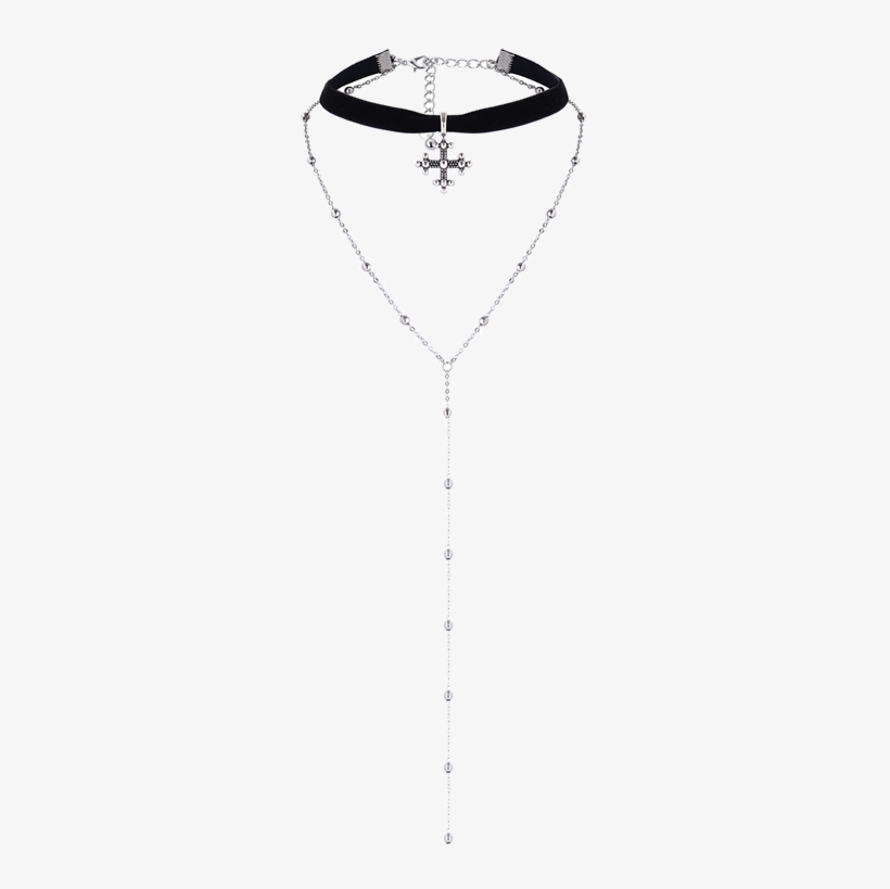 Long Beaded Layer Cross Choker Necklace - Fashion Party Jewelry Pendant Choker Chunky Bib Statement, transparent png #4686944