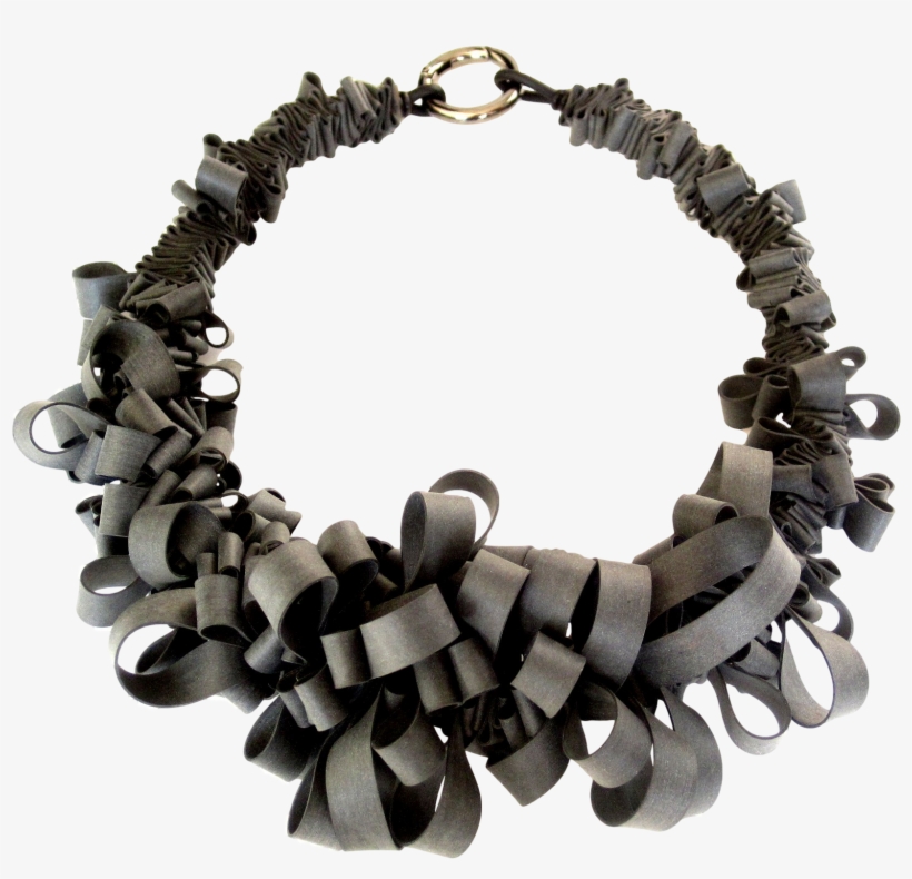 Ruffle Necklace In Charcoal Rubber - Necklace, transparent png #4687006
