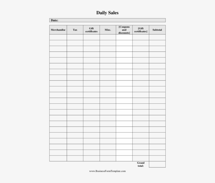 Free Daily Sales Report Template - Form, transparent png #4687498