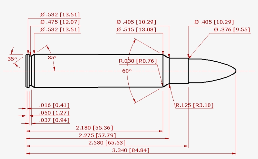 File - Saami375ruger002 - 375 Ruger Dimensions, transparent png #4691362