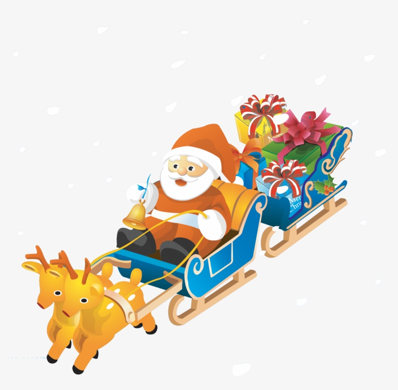 Santa Sleigh Png - Durable Waterproof Merry Christmas Pvc Kids Room Wall, transparent png #4695507