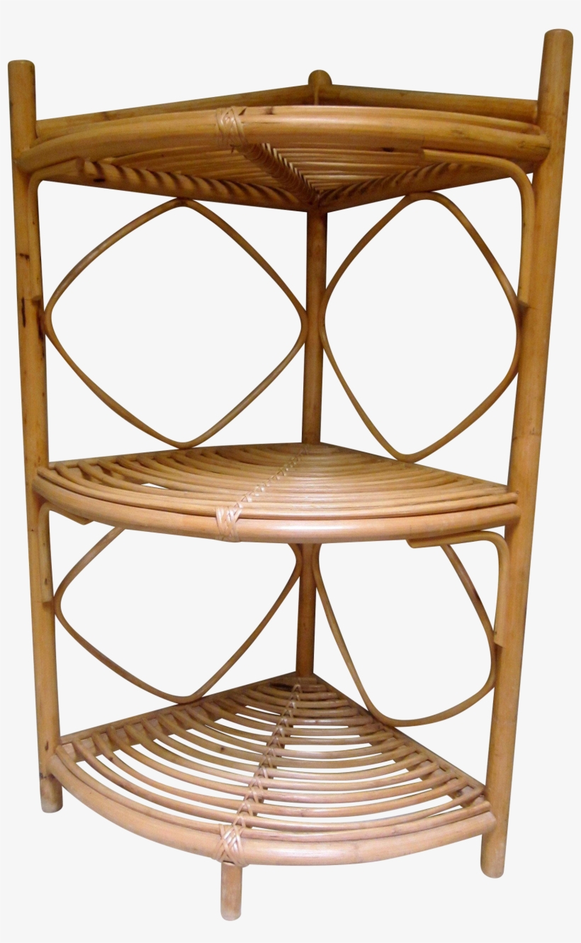 Vintage Rattan Bamboo Corner Shelf On Chairish - Shelf, transparent png #4697995