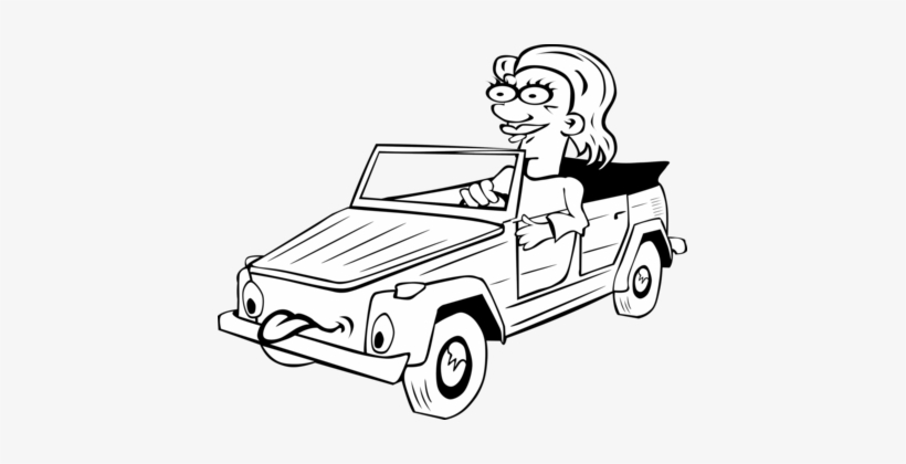 Cartoon Driving Motor Vehicle Drawing - Drive Clip Art Black And White, transparent png #470482
