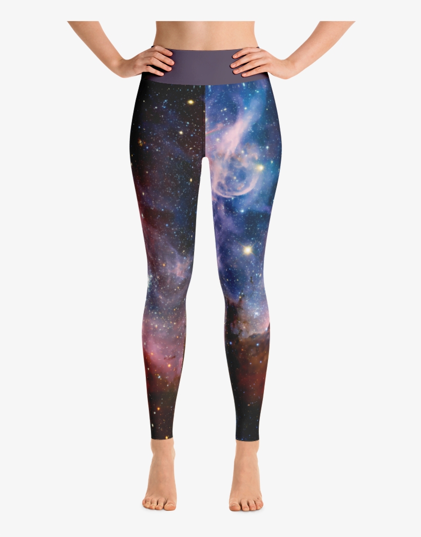 Nebula Outer Space Print High Waist Leggings - Black Honey Comb Leggings, transparent png #470962