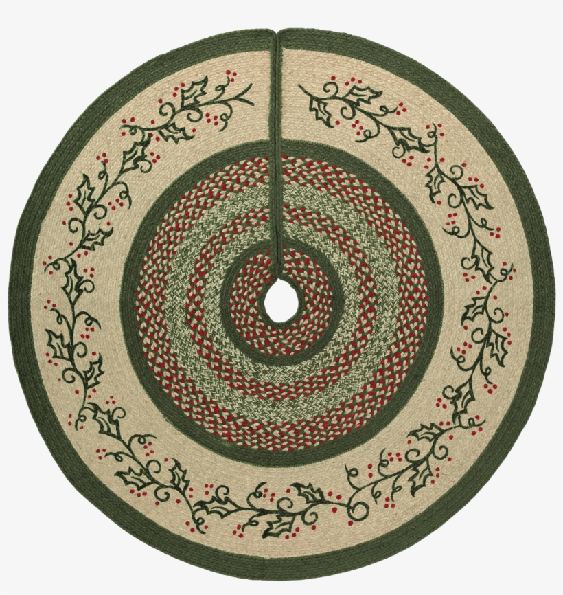 Vhc Brands Holly Berry Jute Stencil Tree Skirt 48 Stripes - Holly Berry Jute Stencil Tree Skirt, Red, Christmas, transparent png #471348