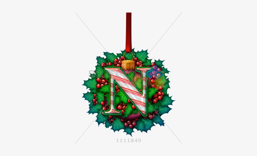 Stock Photo Of 3d Vector Candy Cane N On Holly Leaves - Christmas Ornament, transparent png #471599