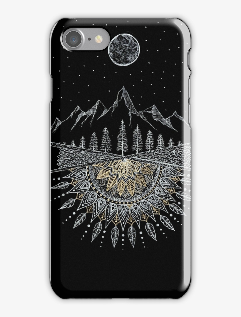 Moon And Stars Night Sky Mountain Range Arrow Mandala - Black Notebook With Mandala, transparent png #472207