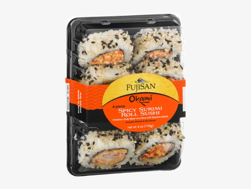 Fujisan Okami Spicy Surimi Roll Sushi - 6 Piece, transparent png #472466