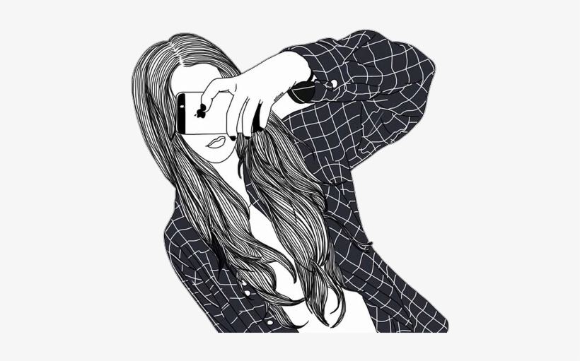 Tumblr O6rvtbt6991uwi0lpo1 500 - Girl With Phone Drawing, transparent png #472638