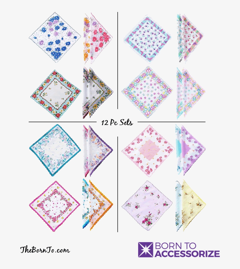 12 Pc Set Ladies Handkerchiefs With Scalloped Edges - Triangle, transparent png #473837
