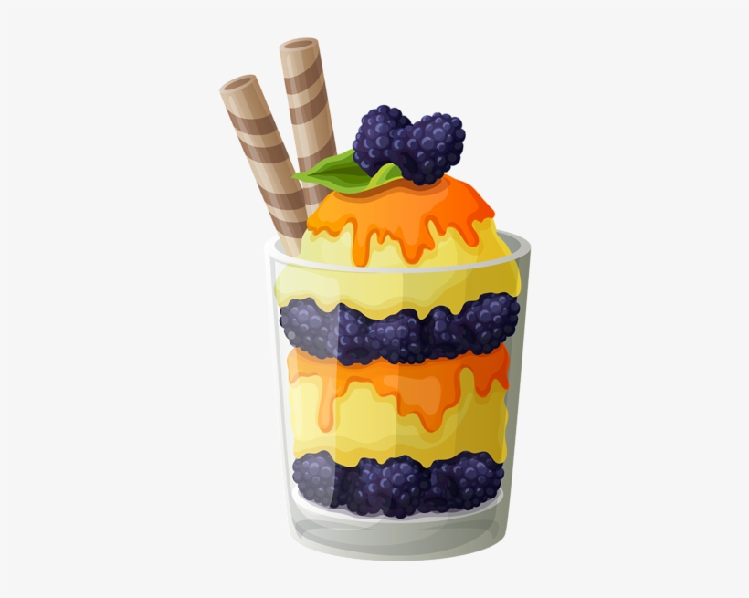 Ice Cream Cup With Blackberry Png Clipart - Ice Cream Cup Png, transparent png #474266