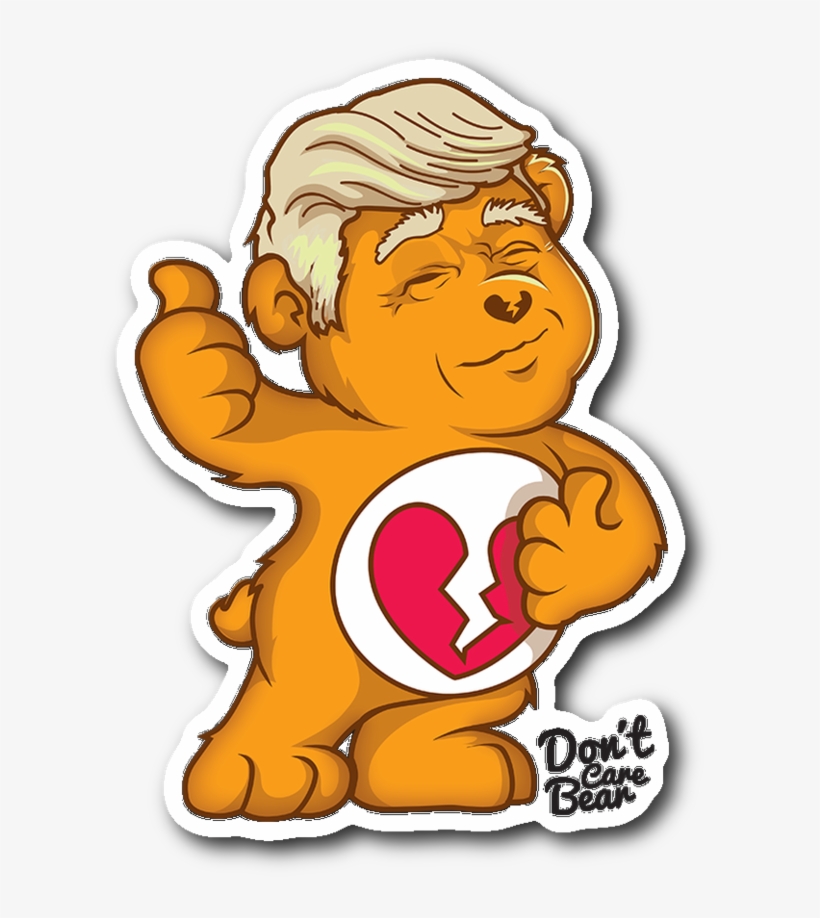Don't Care Bear Maga W/hair Trump Sticker - Donald Trump, transparent png #474348