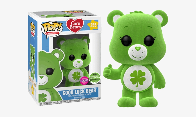 Good Luck Bear Flocked Eccc18 Exclusive Pop Vinyl Figure - Care Bear Pop Vinyls, transparent png #474395