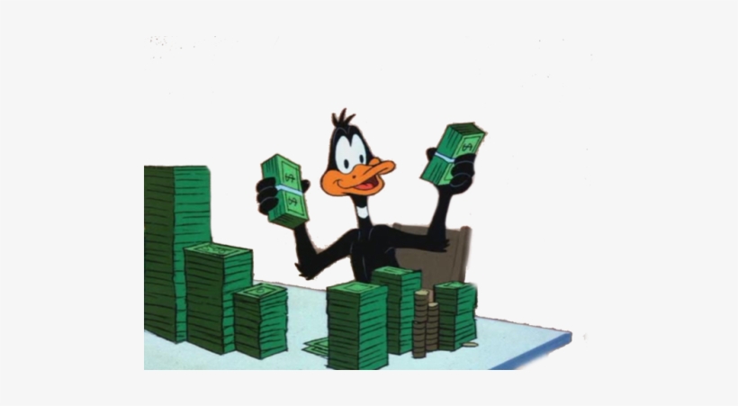~transparent Daffy Counting Stacks 4 Ur Blog~ - Duck With Money Cartoon, transparent png #474922