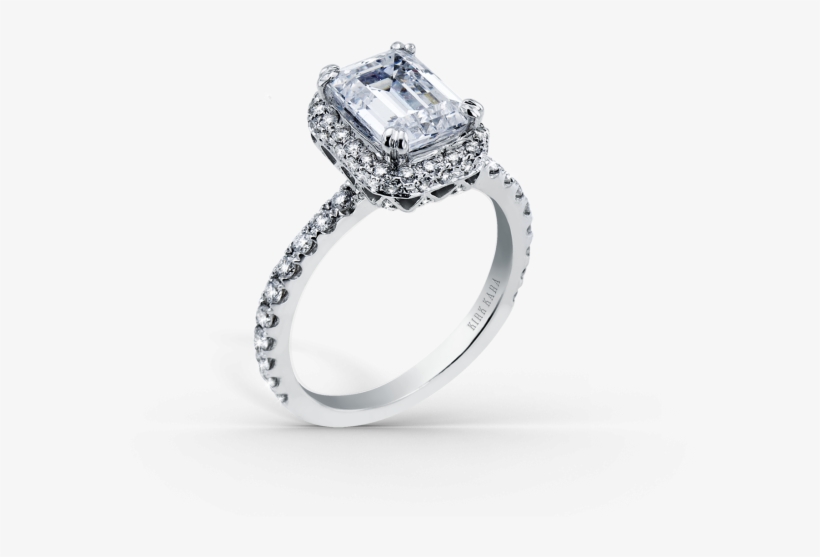 Carmella Platinum Engagement Ring - Kirk Kara "carmella" Emerald Cut Halo Diamond Engagement, transparent png #475357