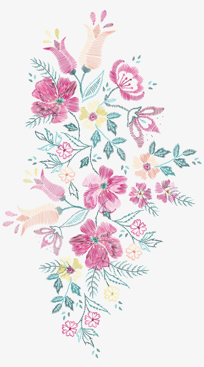 Flower Embroidery Euclidean Vector Floral Design - Embroidered Flower Design Png, transparent png #476599