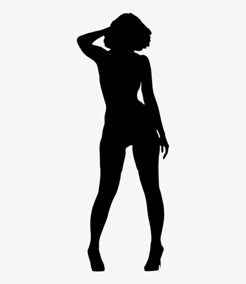 Black Silhouette Of Woman Standing - Silhouette, transparent png #477503