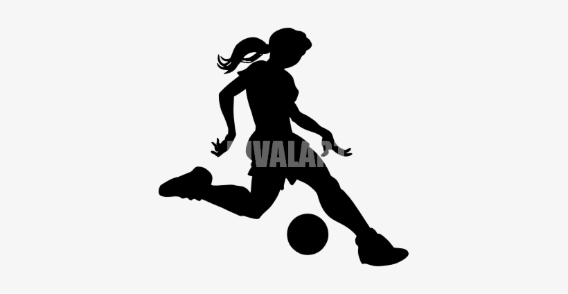 Soccer Clipart Silhouette - Girls Soccer Wall Sticker, transparent png #478372