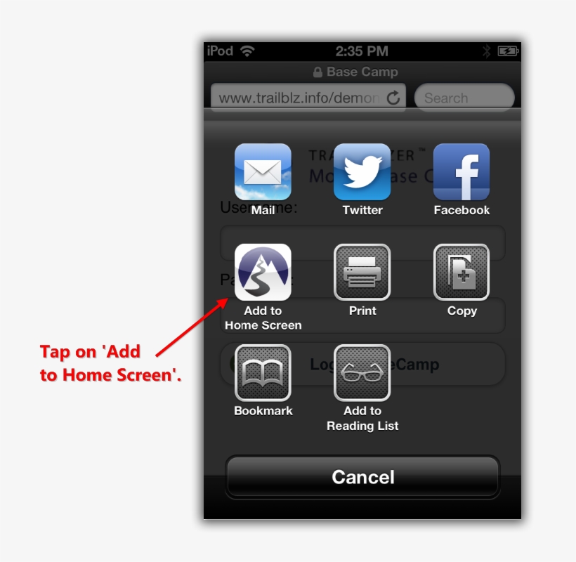 4) Tap The Add To Home Screen Button - Iphone 4, transparent png #4702418