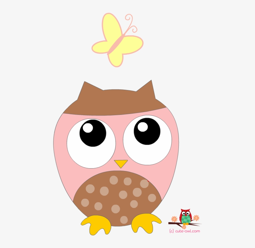 Adorable Clipart Owl - Butterfly Cartoon Png Sticker, transparent png #4703009