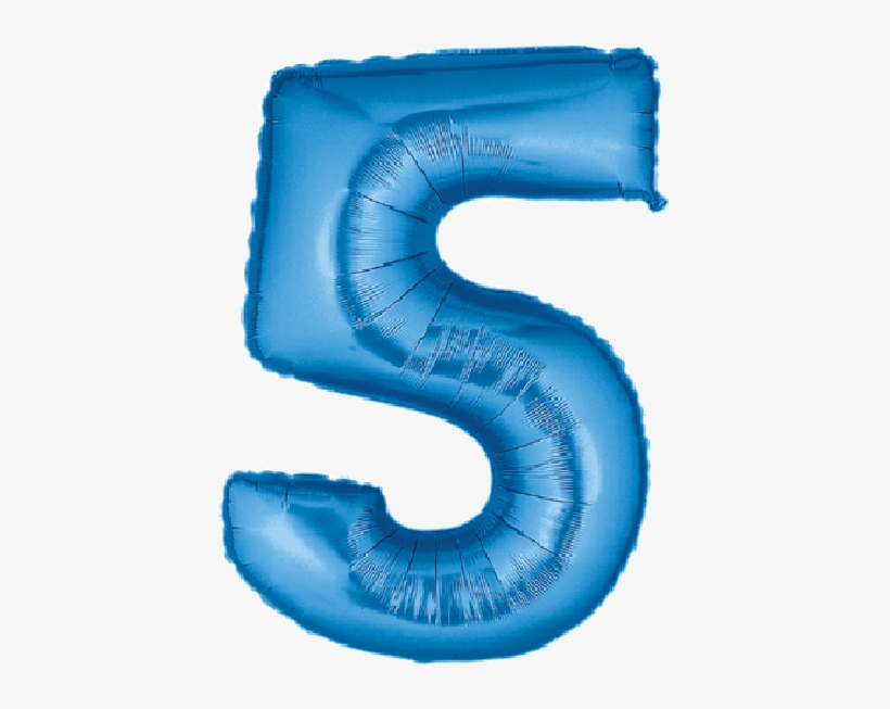 #5 Blue Jumbo Metallic Balloon - Betallics Megaloon Number 5 Blue Balloon, transparent png #4713560