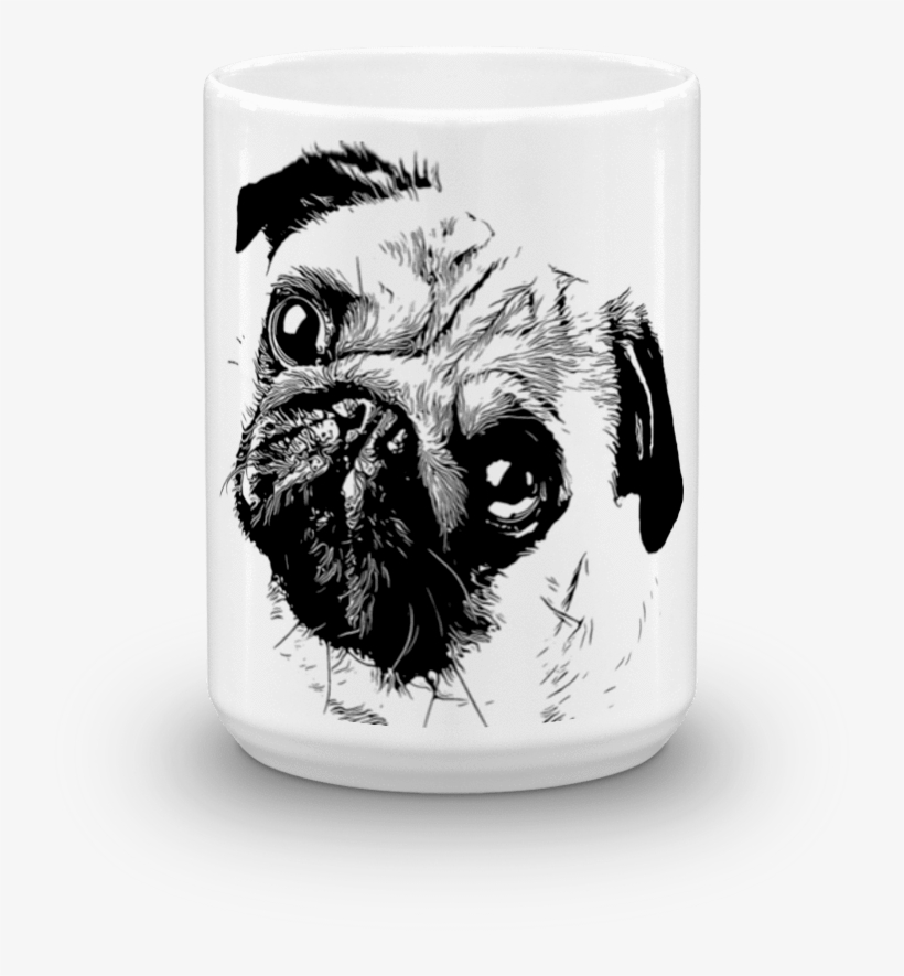 Pug Duotone Comic Black 15oz Mug - Mug, transparent png #4723580
