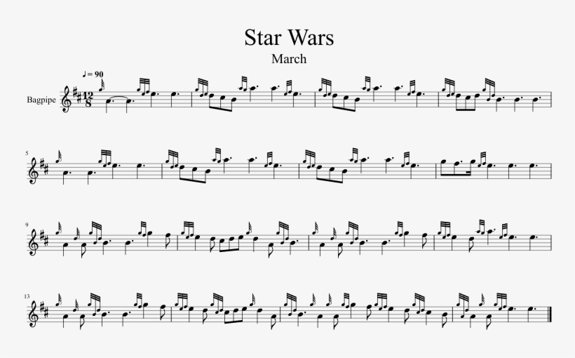 Star Wars Sheet Music 1 Of 1 Pages - Numbered Musical Notation, transparent png #4725023
