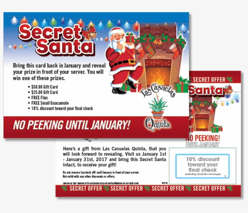 Secret Santa Scratch-off Card For Las Casuelas - Christmas Day, transparent png #4726061