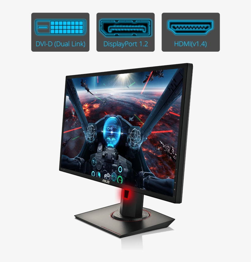 Rich Connectivity Options, A Narrow Bezel Design - Asus Mg24uq 23.6" 4k Ultra Hd Ips Black Computer Monitor, transparent png #4727086