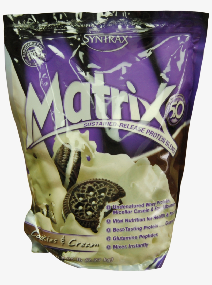 Cookies And Cream Matrix Protein Powder - Syntrax Matrix 5.0 - Cookies & Cream - 5 Lbs, transparent png #4730425