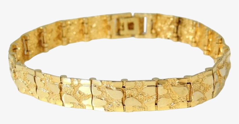 14k Gold Nugget Bracelet - Men's 14k Solid Yellow Gold Nugget Diamond-cut Bracelet, transparent png #4732995