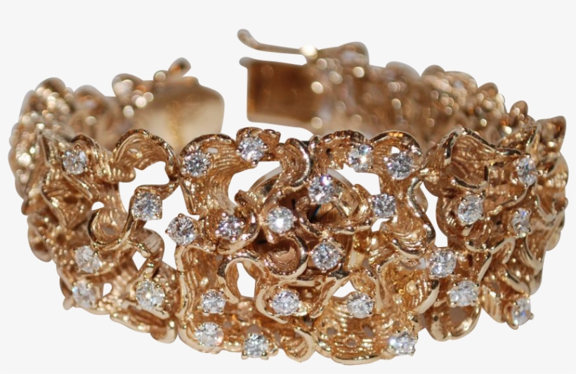 Diamond Gold Freeform Bracelet Surprise Watch Vintage - 14k Gold Diamond Vintage Freeform Bracelet Freeform, transparent png #4733000