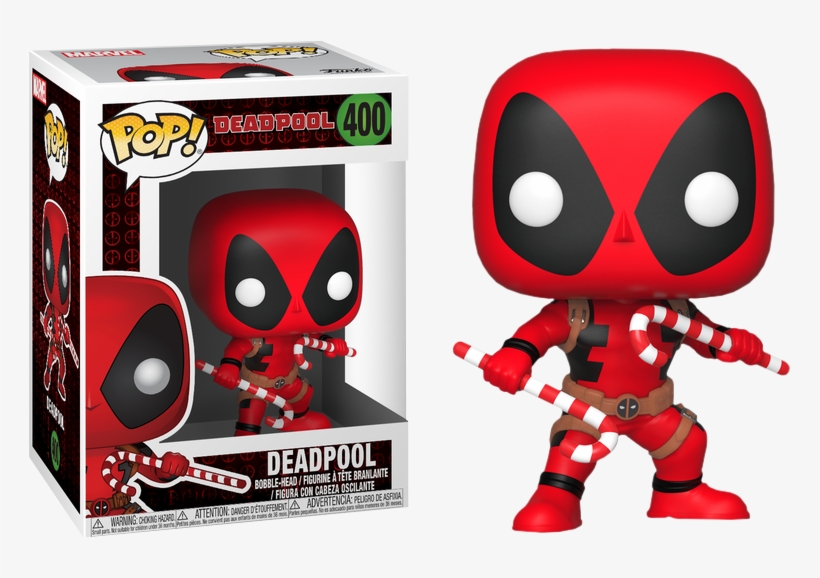 Deadpool With Christmas Candy Canes Pop Vinyl Figure - Funko Pop Marvel Christmas, transparent png #4735506