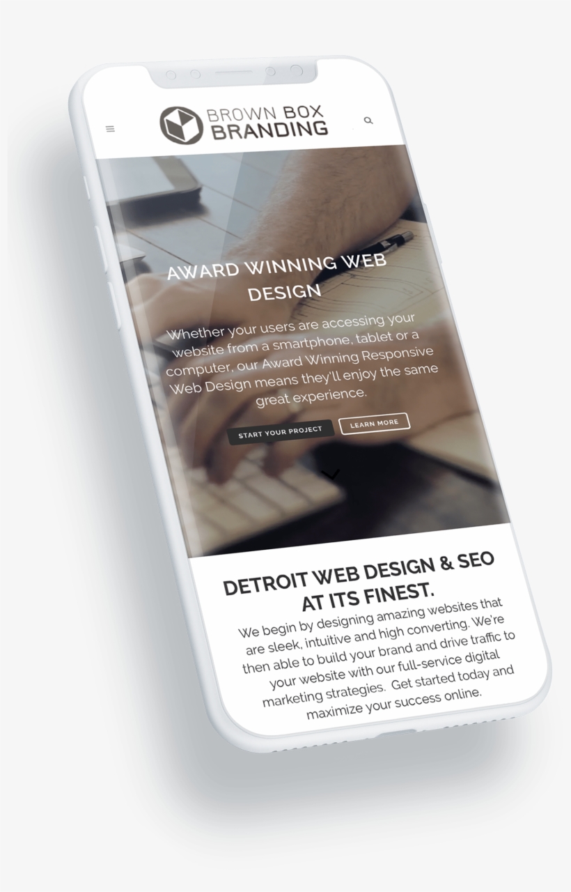 Detroit Web Design Mockup On Iphone - Iphone, transparent png #4736386
