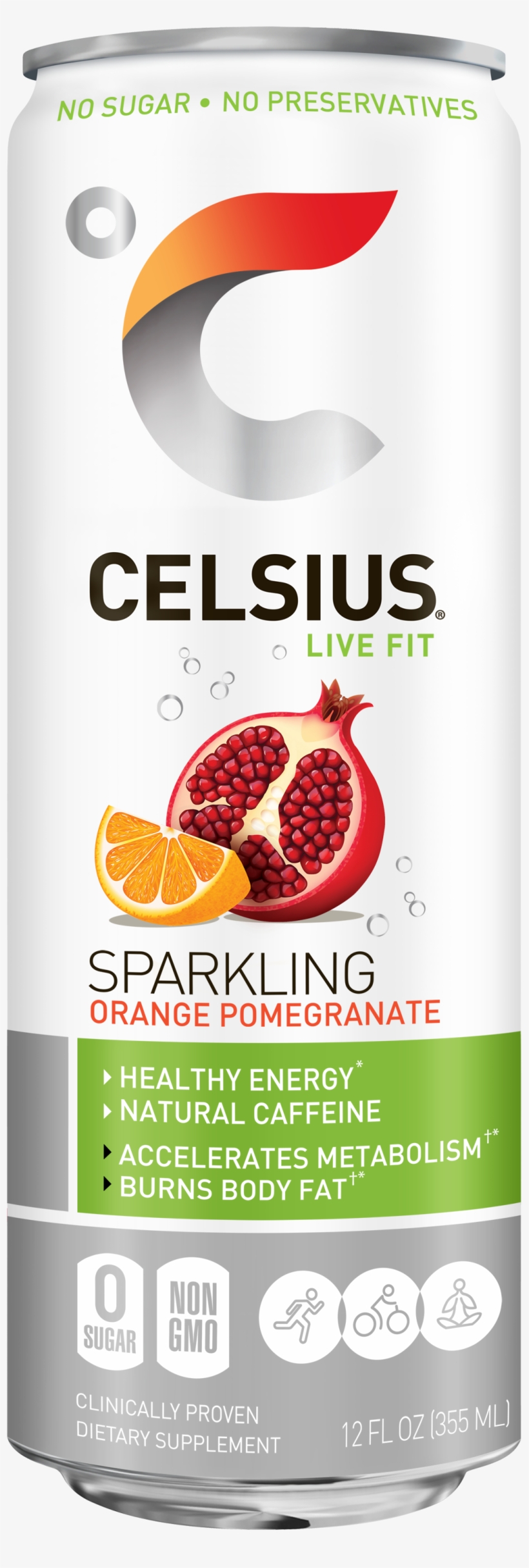 Celsius Naturals - Celsius - Sparkling Orange - 4 Cans, transparent png #4747375