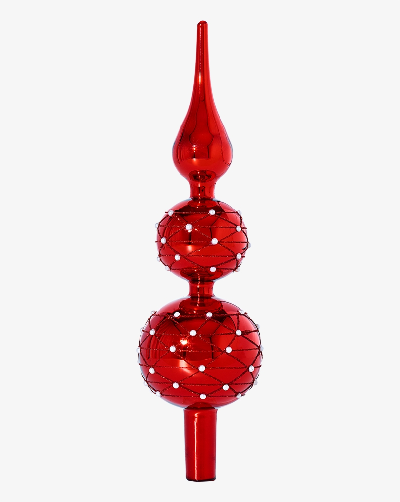Tree Top Red With Beads Decoration - Christmas Tree, transparent png #4749929