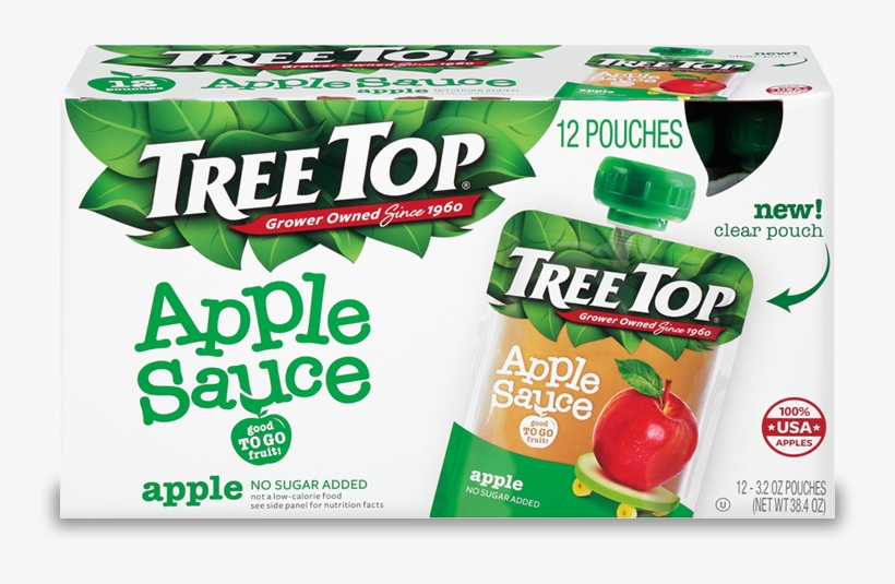 No Sugar Added Apple Sauce - Tree Top Apple Sauce - 12 Pack, 3.2 Oz Pouches, transparent png #4750561