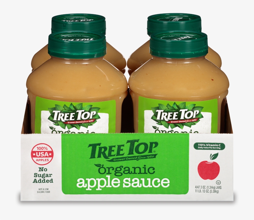 Organic No Sugar Added Apple Sauce Jar 4 Pack - Tree Top No Sugar Added Organic Apple Sauce 3.2 Oz., transparent png #4750637