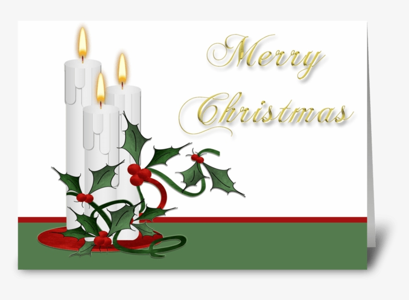 Candles With Holly, Merry Christmas Greeting Card - Christmas Candles Oval Ornament, transparent png #4753317