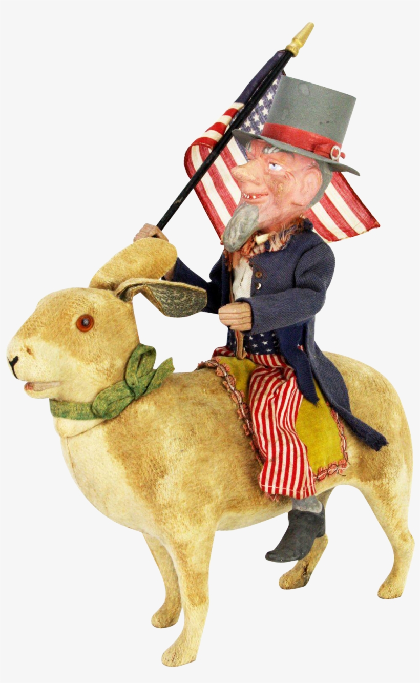 Antique German Rabbit Candy Container With Uncle Sam - Figurine, transparent png #4755325