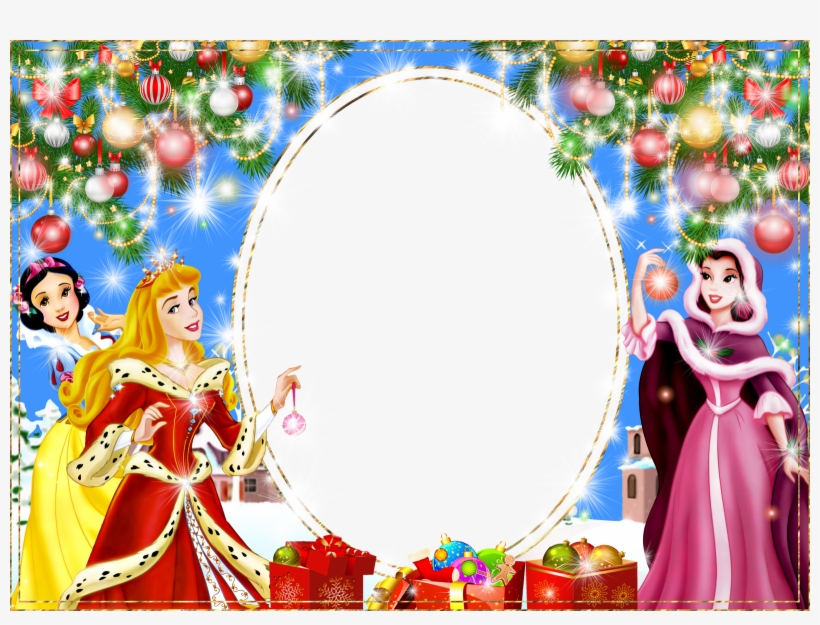 Disney Princess Picture Frame - Disney Princess Christmas Card, transparent png #4756638