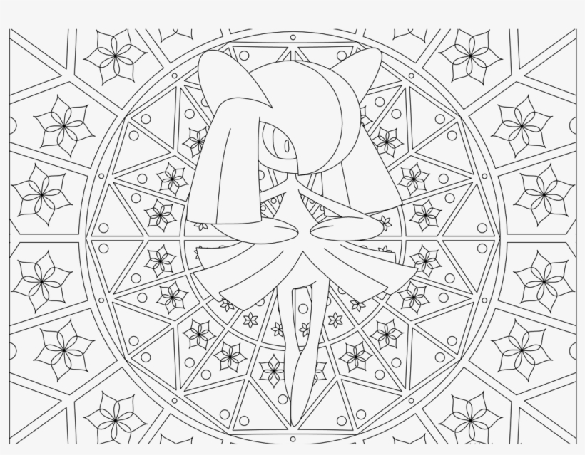 Adult Pokemon Coloring Page Kirlia - Mandalas De Pokemon Para Colorear, transparent png #4757699