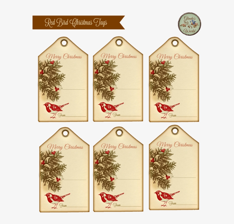 This A Simple Gift Tag I Made Using A Cute Red Bird - Printable Vintage Gift Tags Christmas, transparent png #4757871