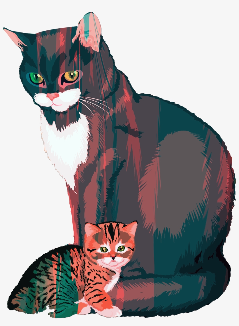 This Free Icons Png Design Of Kitten And Mother Illustration, transparent png #4761430